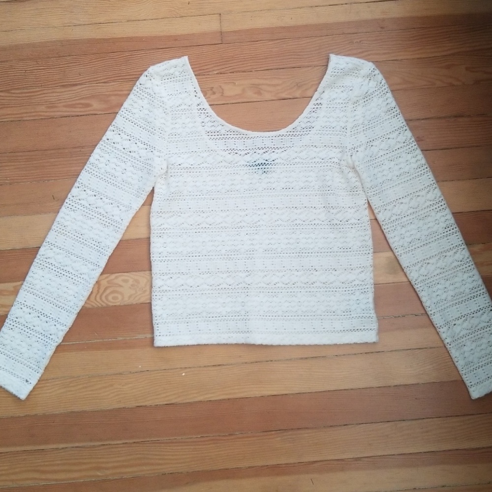 American Eagle Size Medium white Crochet Shirt